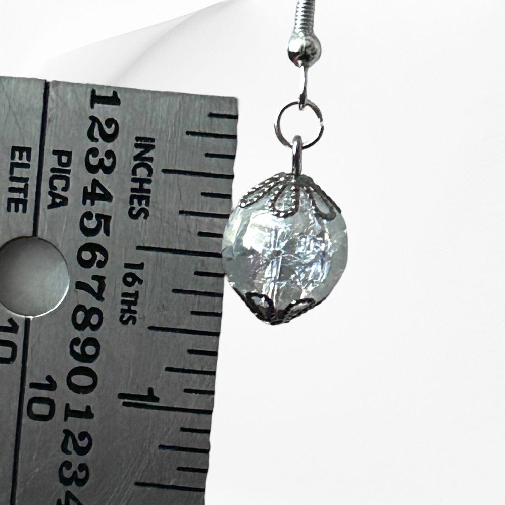 Hand Crafted Earrings Quartz Crystals Crackled Dangle Pierced Natural - Picture 4 of 7